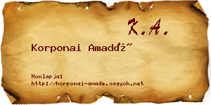 Korponai Amadé névjegykártya